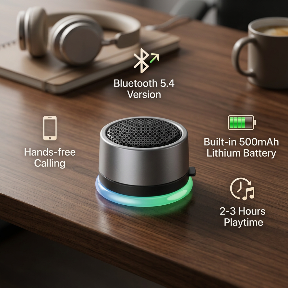 Cillso Magnetic Mini Portable Bluetooth Speaker, Bluetooth 5.4 Wireless Speaker with TWS Stereo & RGB Rhythm Lights, Splashproof Hands-Free Call Speaker for Car, Shower, Gym & Outdoor Use, Dark Gray