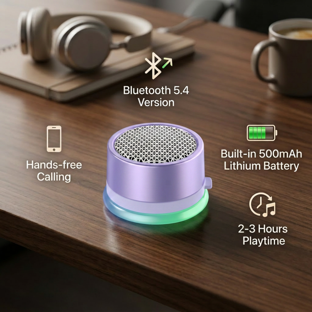 Cillso Mini Magnetic Portable Bluetooth Speaker, Bluetooth 5.4 Wireless Speaker with TWS Stereo & RGB Rhythm Lights, Waterproof Speaker for Car, Shower, Gym & Outdoor Use, Purple
