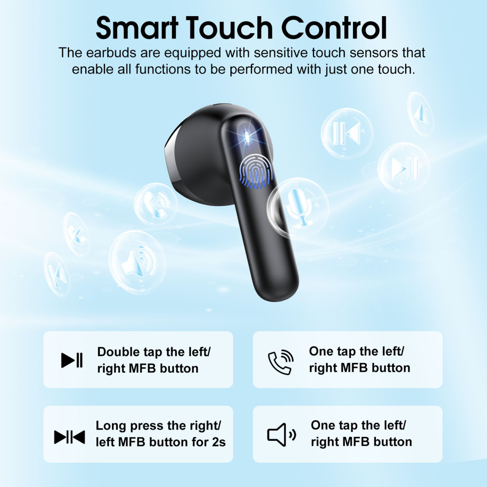 Wireless Earbuds, Bluetooth Ear Buds 5.4 Mini Hifi Stereo with 4 Enc Noise Cancelling Mics Wireless Headphones, 40H in Ear Earphones, Usb C, IP7 Waterproof Bluetooth Headphones for Sports, Workout