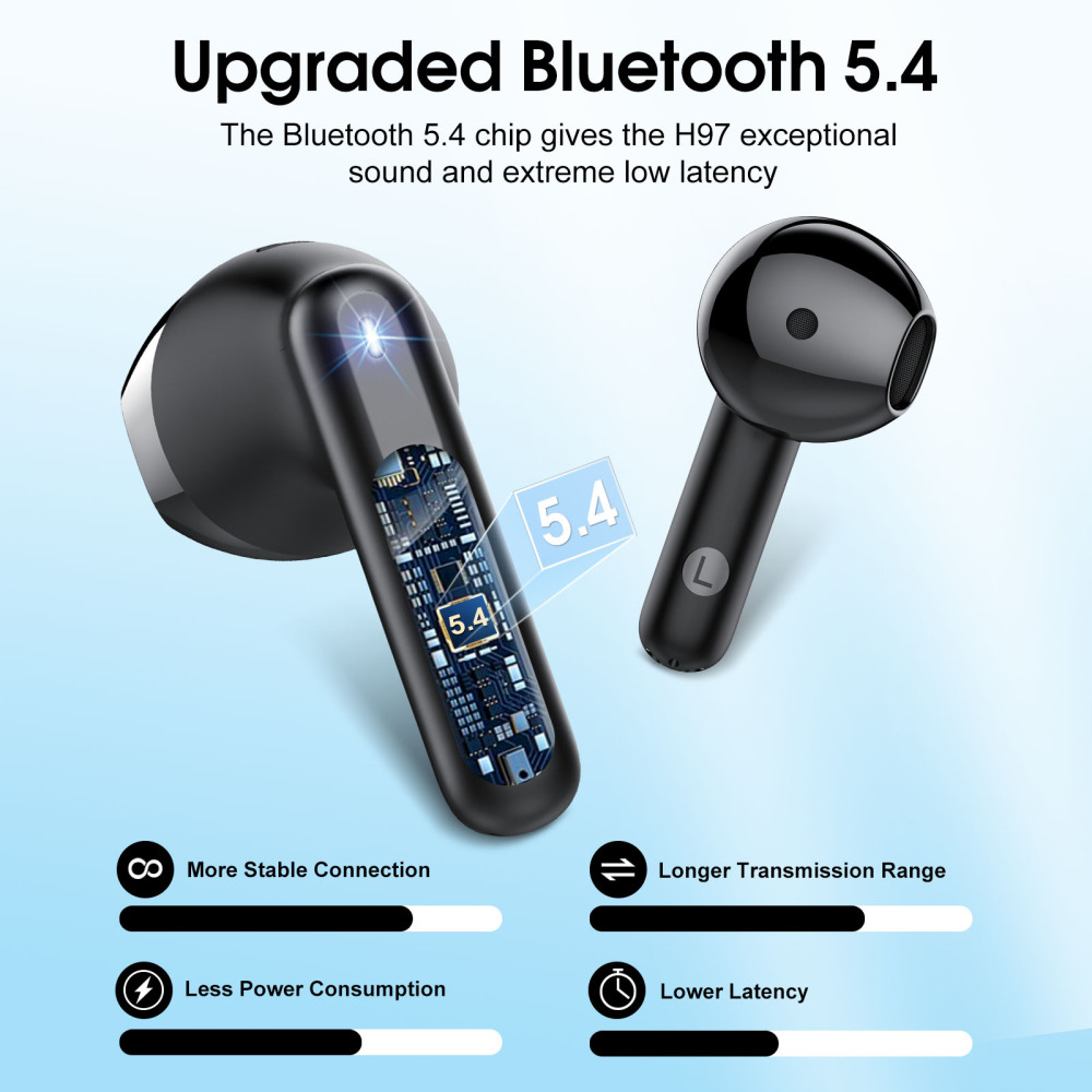 Wireless Earbuds, Bluetooth Ear Buds 5.4 Mini Hifi Stereo with 4 Enc Noise Cancelling Mics Wireless Headphones, 40H in Ear Earphones, Usb C, IP7 Waterproof Bluetooth Headphones for Sports, Workout