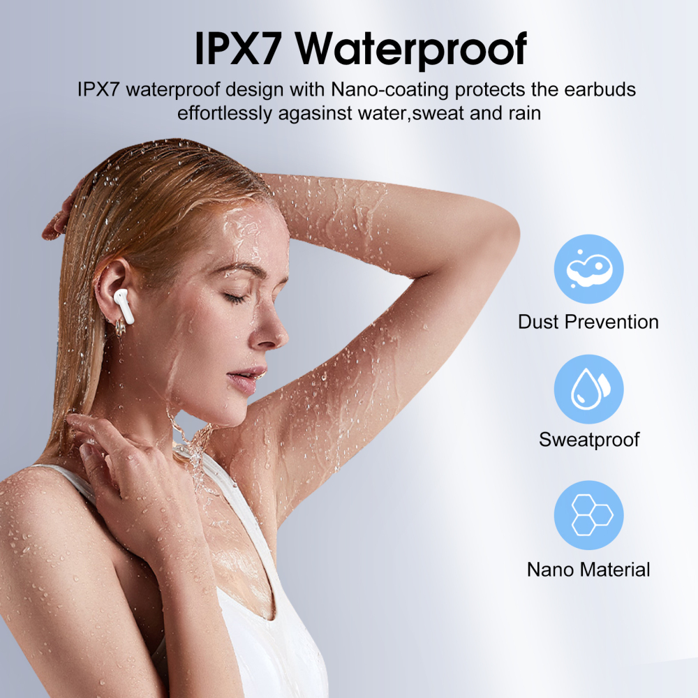 Wireless Earbuds, Bluetooth Ear Buds 5.4 Mini Hifi Stereo with 4 ENC Noise Cancelling Mics Wireless Headphones, 40H in Ear Earphones, Usb C, IP7 Waterproof Bluetooth Headphones for Sports, White