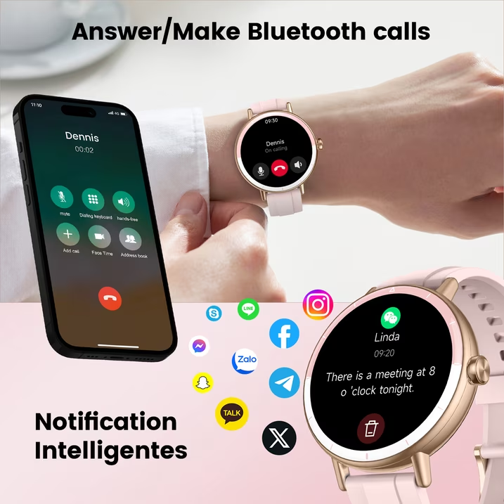 Smart Watches for Women, 1.27" HD Touchscreen Fitness Tracker with Bluetooth Calls,  100+ Sport Modes Ladies Smart Watch, IP68 Waterproof Smartwatch Compatible IOS/Android