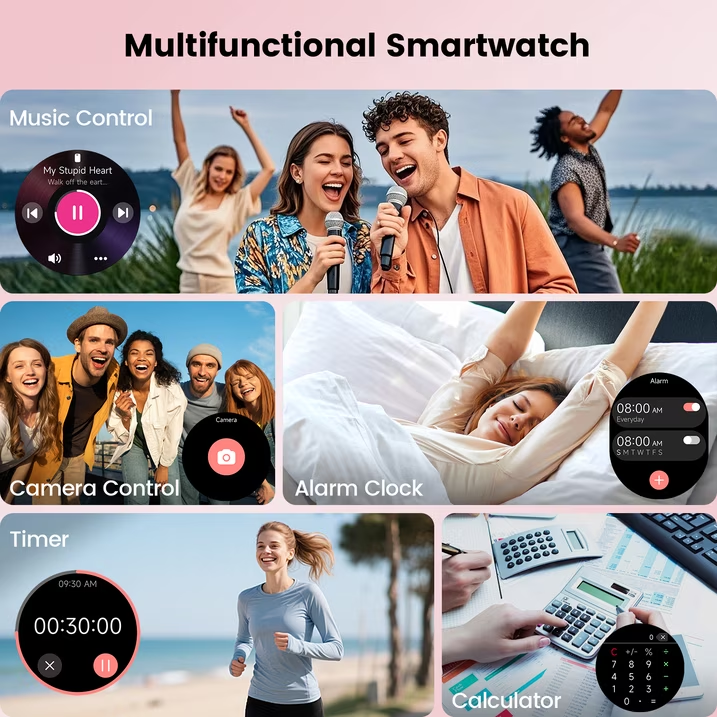 Smart Watches for Women, 1.27" HD Touchscreen Fitness Tracker with Bluetooth Calls,  100+ Sport Modes Ladies Smart Watch, IP68 Waterproof Smartwatch Compatible IOS/Android