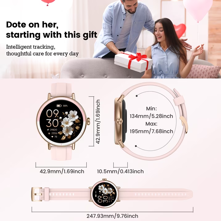 Smart Watches for Women, 1.27" HD Touchscreen Fitness Tracker with Bluetooth Calls,  100+ Sport Modes Ladies Smart Watch, IP68 Waterproof Smartwatch Compatible IOS/Android