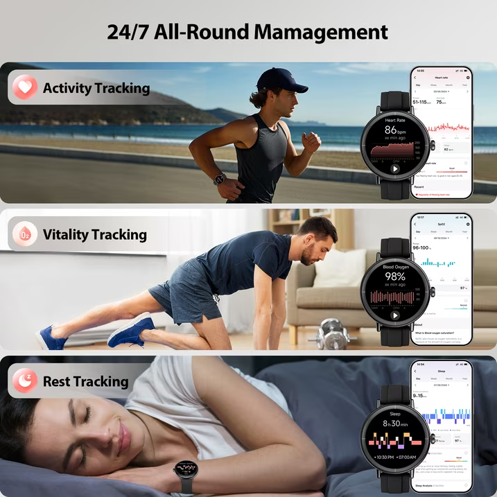 2026 Cillso Smart Watch Fits for Android and iPhone, 1.27" Vibrant HD Display Smartwatch for Men with Bluetooth Call, IP68 Waterproof Fitness Activity Tracker, Ideal Gift, Black