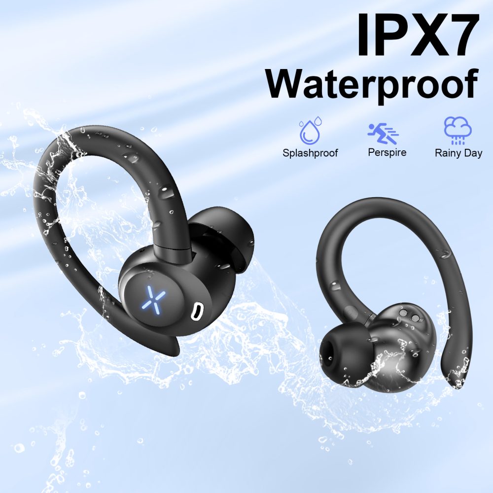 Wireless Earbuds, Bluetooth 5.4 Headphones Sport with 60H Playtime, Wireless ear buds with Deep Bass, Over Earhooks 4 ENC Noise Cancelling Mic, Earphones IP7 Waterproof, LED Display for Running/Gym