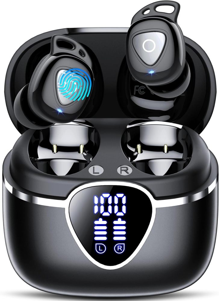 Wireless Earbuds, Bluetooth 5.4 Earphones in Ear with 4 ENC Noise Cancelling Mic, Mini Ear buds with 40H Playtime Hi-Fi Deep Bass, IP7 Waterproof Dual LED for Android and IOS, USB-C, for Gifts Black