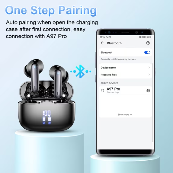 Wireless Earbuds, 2026 New Bluetooth Ear Buds 5.4 Mini HiFi Stereo with 4 ENC Noise Cancelling Mics Wireless Headphones, in Ear Earphones 40H IP7 Waterproof, USB C, Bluetooth Earbuds for Sports, Gym
