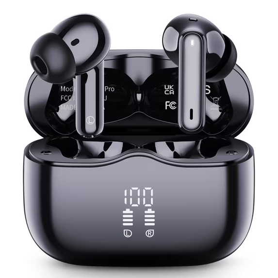 Wireless Earbuds, Bluetooth 5.4 Headphones in Ear with 4 ENC Noise Cancelling Mic, Wireless Earphones HiFi Stereo Deep Bass 40H Playtime, In-Ear Bluetooth Earbuds LED Display IP7 Waterproof, USB-C