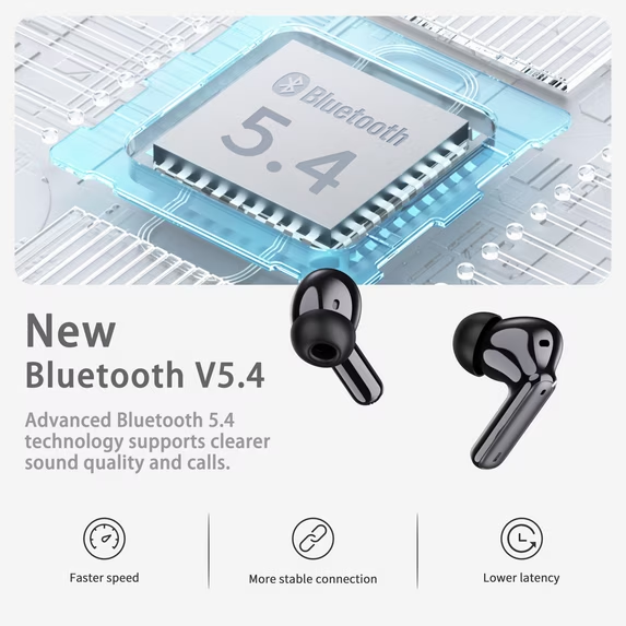 Wireless Earbuds, Bluetooth 5.4 Headphones in Ear with 4 ENC Noise Cancelling Mic, Wireless Earphones HiFi Stereo Deep Bass 40H Playtime, In-Ear Bluetooth Earbuds LED Display IP7 Waterproof, USB-C