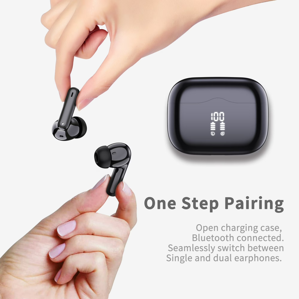 Wireless Earbuds, Bluetooth 5.4 Headphones in Ear with 4 ENC Noise Cancelling Mic, Wireless Earphones HiFi Stereo Deep Bass 40H Playtime, In-Ear Bluetooth Earbuds LED Display IP7 Waterproof, USB-C