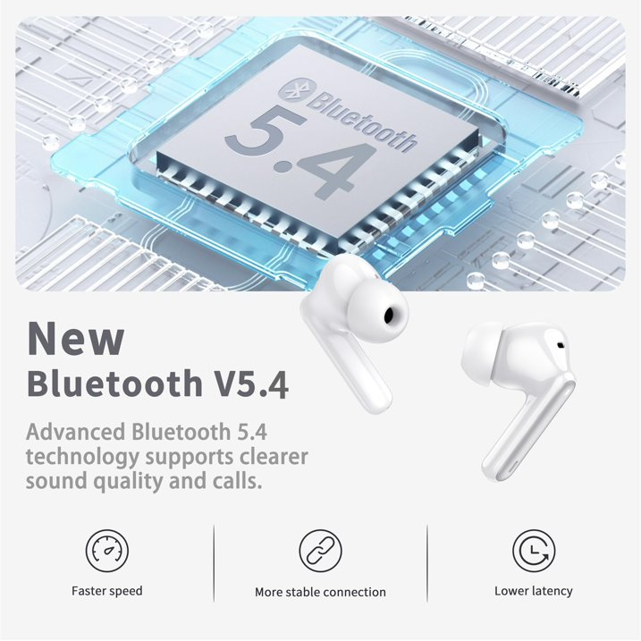Wireless Earbuds, Bluetooth 5.4 Headphones in Ear with 4 ENC Noise Cancelling Mic, Wireless Earphones HiFi Stereo Deep Bass 40H Playtime, In-Ear Bluetooth Earbuds LED Display IP7 Waterproof