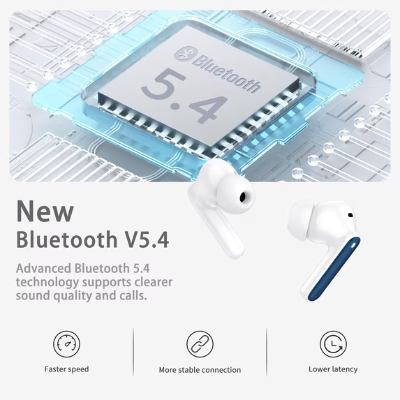 Wireless Earbuds, Bluetooth 5.4 Headphones in Ear with 4 ENC Noise Cancelling Mic, Wireless Earphones HiFi Stereo Deep Bass 40H Playtime, In-Ear Bluetooth Earbuds LED Display IP7 Waterproof,Blue