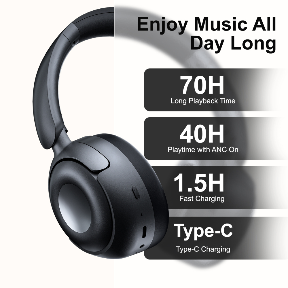 Cillso Hybrid Active Noise Cancelling Headphones, Bluetooth 5.4 Wireless Over Ear Headphones with 70H Playtime, 6-Mic ENC Clear Calls, Hi-Res Audio, Memory Foam Ear Cups for Travel, Home Office