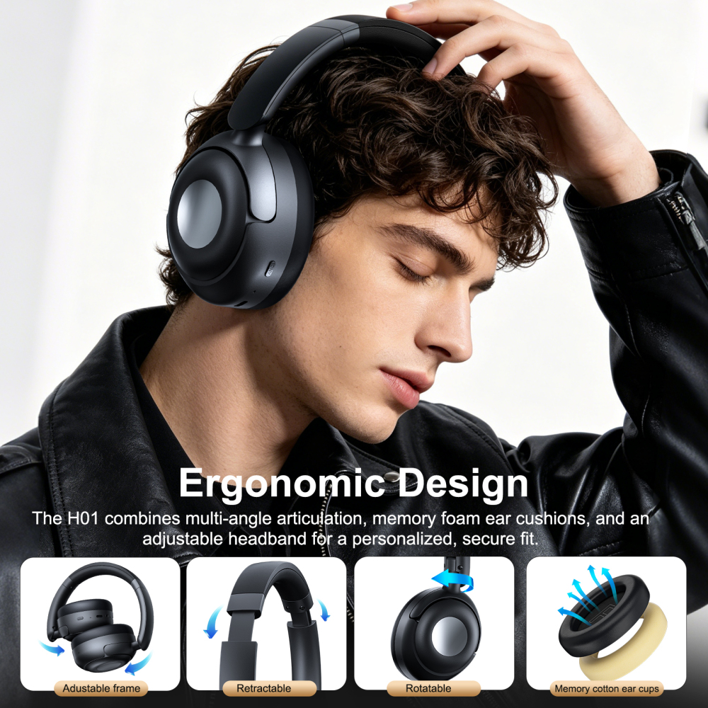 Cillso Hybrid Active Noise Cancelling Headphones, Bluetooth 5.4 Wireless Over Ear Headphones with 70H Playtime, 6-Mic ENC Clear Calls, Hi-Res Audio, Memory Foam Ear Cups for Travel, Home Office
