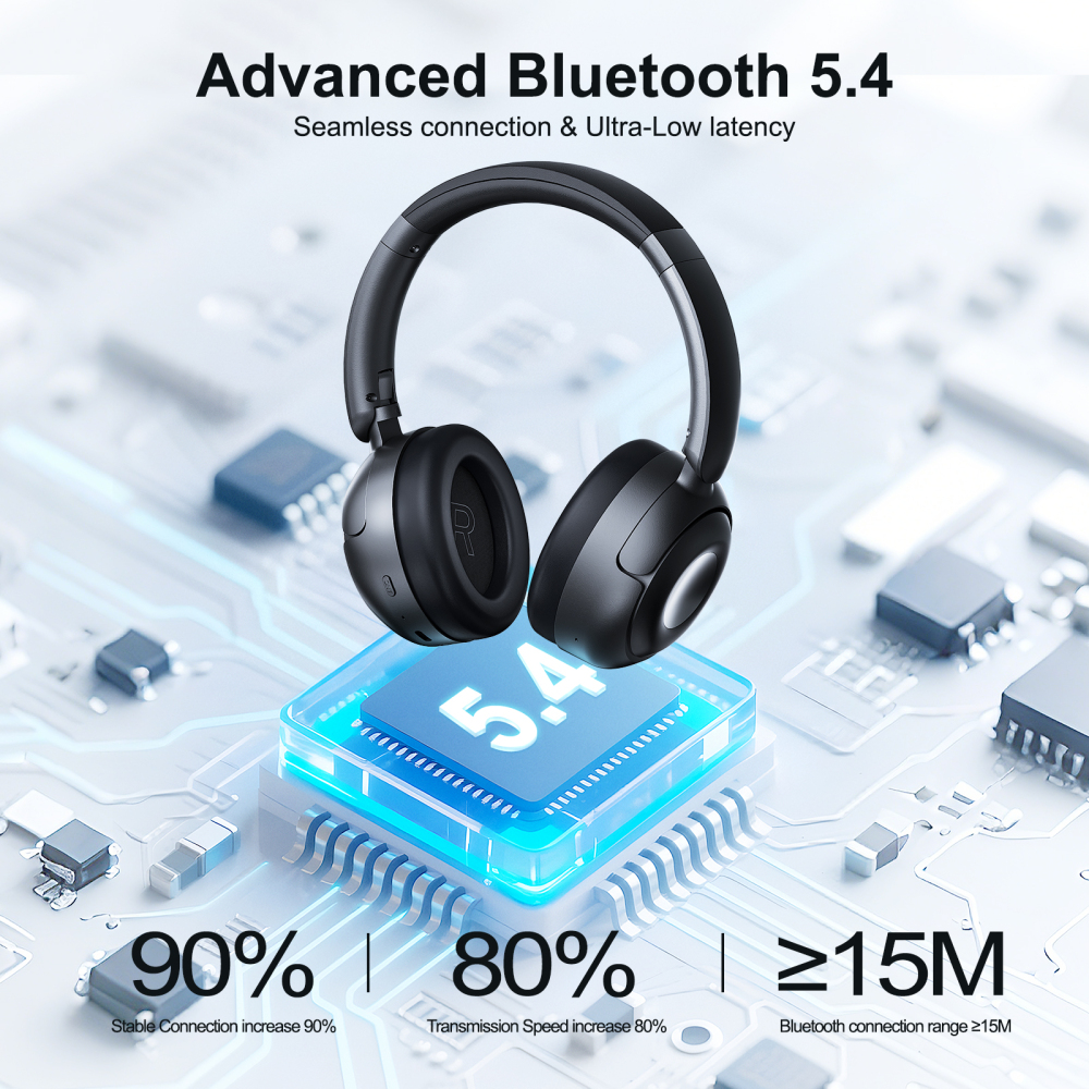 Cillso Hybrid Active Noise Cancelling Headphones, Bluetooth 5.4 Wireless Over Ear Headphones with 70H Playtime, 6-Mic ENC Clear Calls, Hi-Res Audio, Memory Foam Ear Cups for Travel, Home Office