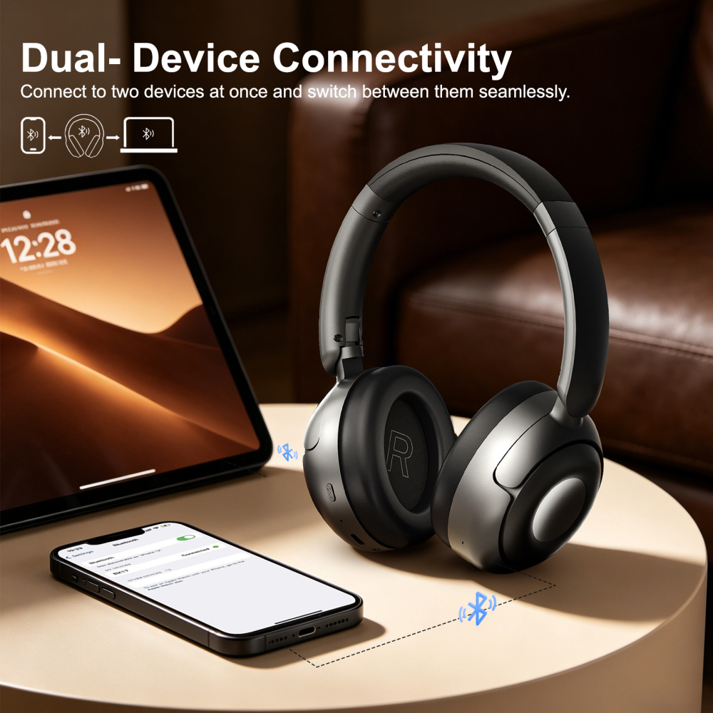 Cillso Hybrid Active Noise Cancelling Headphones, Bluetooth 5.4 Wireless Over Ear Headphones with 70H Playtime, 6-Mic ENC Clear Calls, Hi-Res Audio, Memory Foam Ear Cups for Travel, Home Office