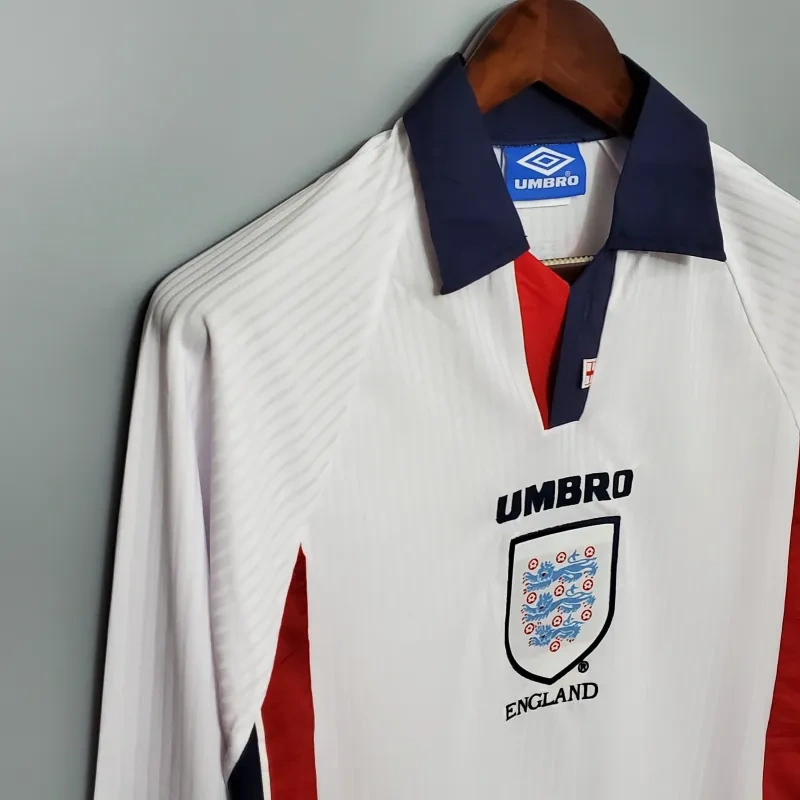 1998 England World Cup Home Retro Jersey Long Sleeve #7 BACKHAM #20 OWEN