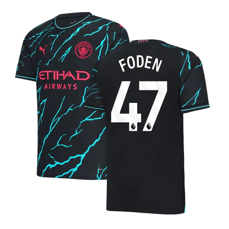 2023/24 HAALAND #9 DE BRUYNE #17 J.ALVAREZ #19 FODEN #47 Manchester City Third Away Jersey