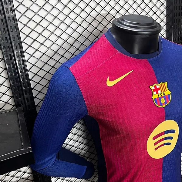 24-25 Barcelona Home Soccer Jersey Player Edition Long Sleeve