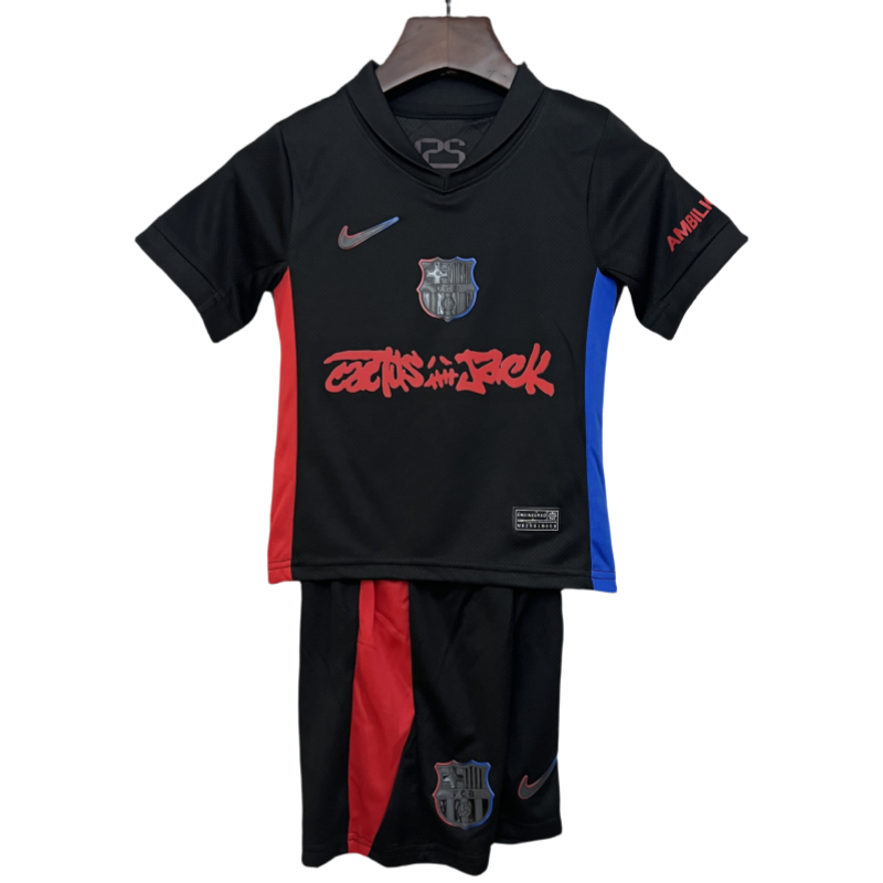 Kids Barcelona X Travis Scott Away Soccer Kits 25-26