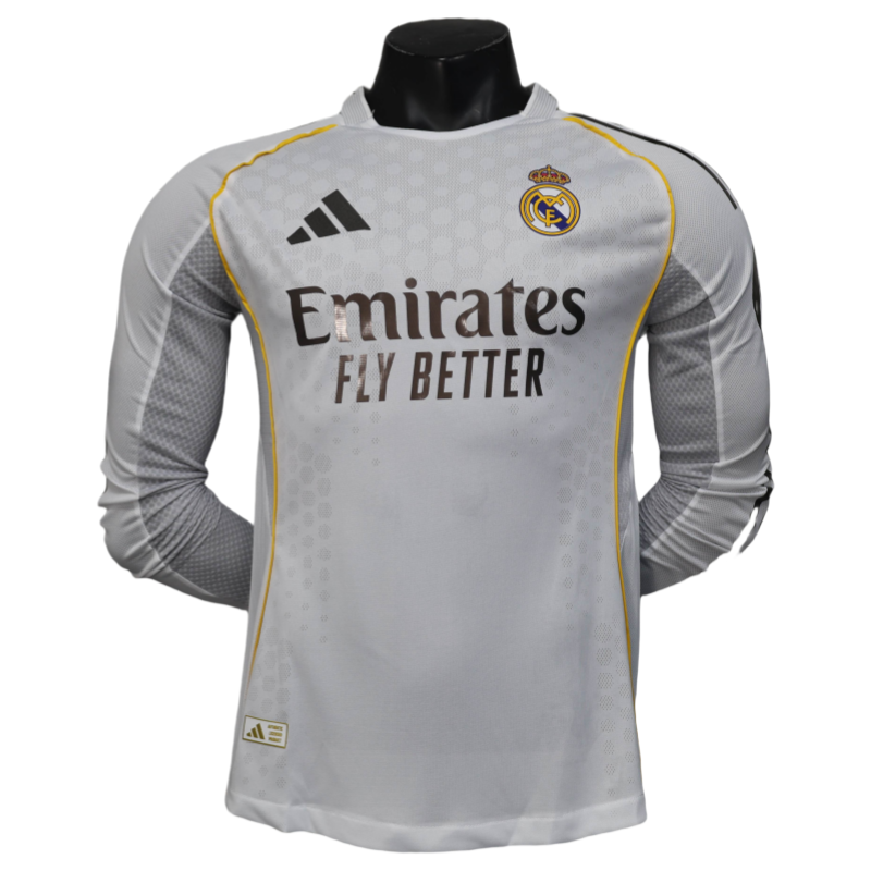 Real Madrid Home Soccer Jersey Player Version Shirt Long Sleeve 25-26