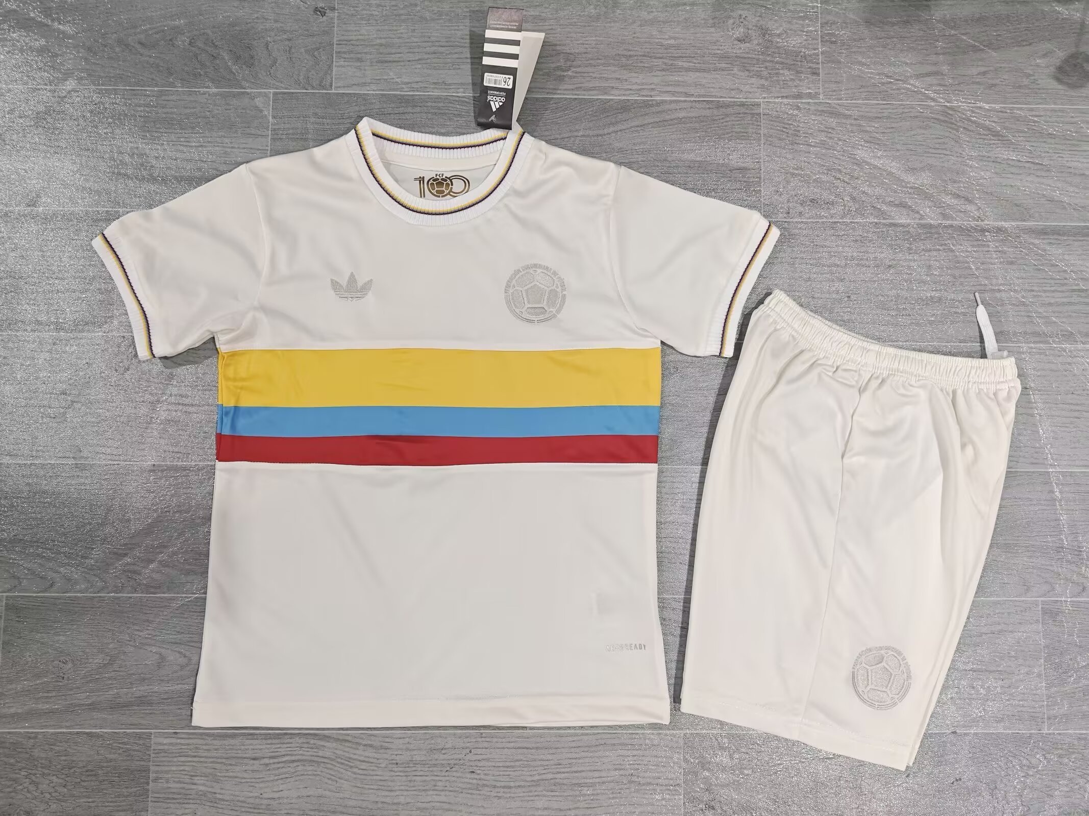 Colombia 24-25 Nation 100th Anniversary Special Edition Kids Kits White Jersey