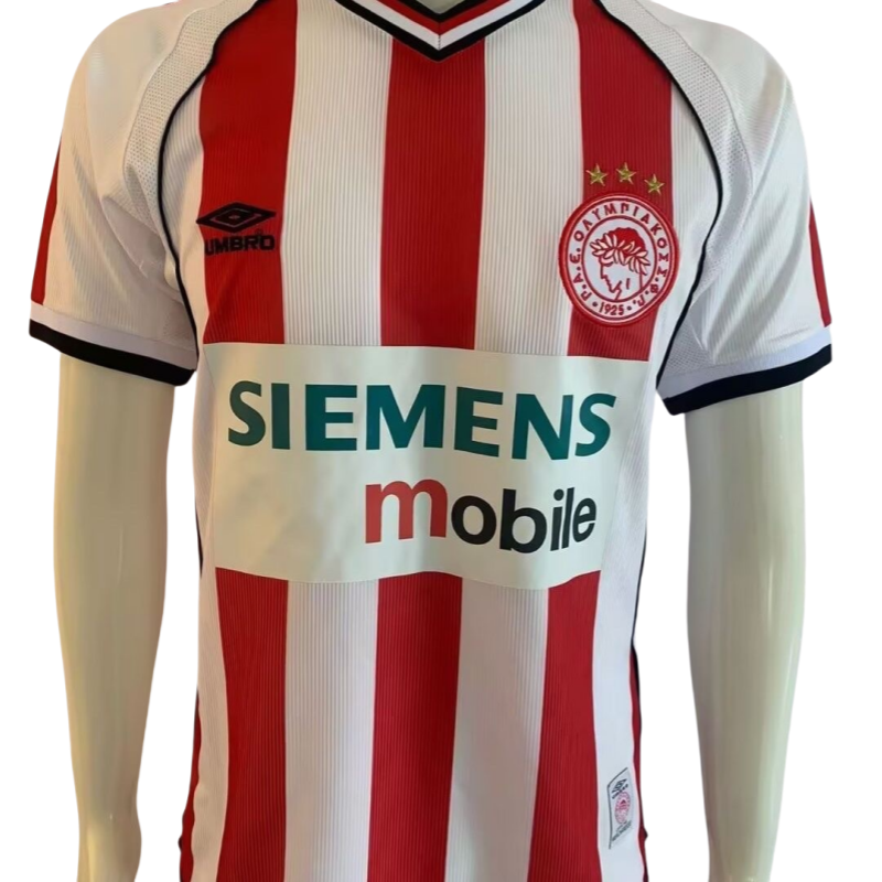 2001-2002 0lympiacos Home Retro Soccer Jersey