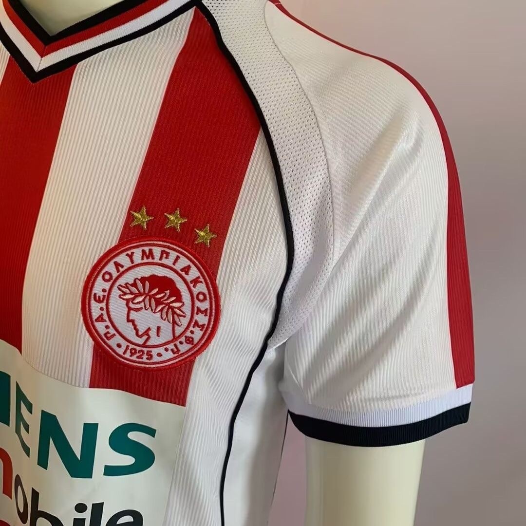 2001-2002 0lympiacos Home Retro Soccer Jersey