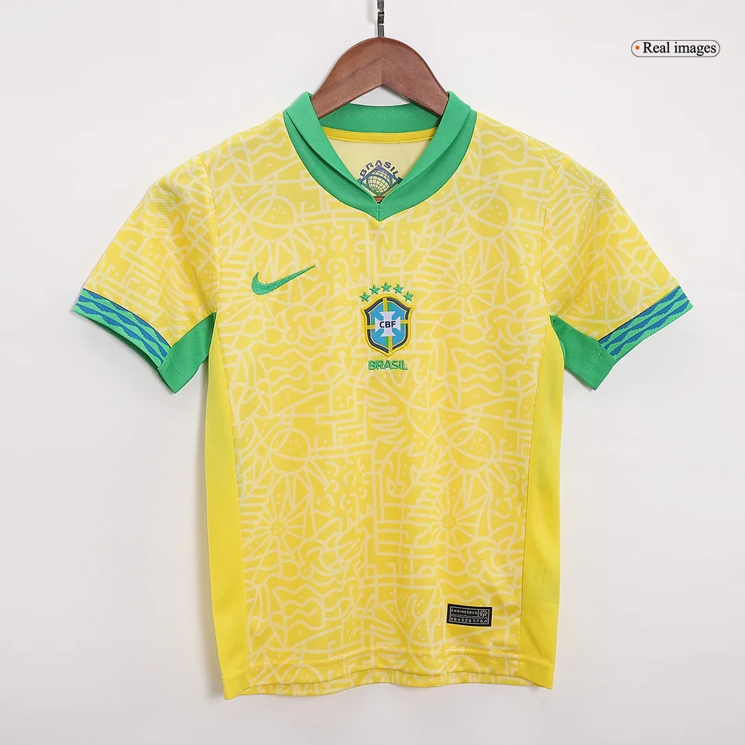 Kids Brazil Custom Home Full Soccer Kits 2024