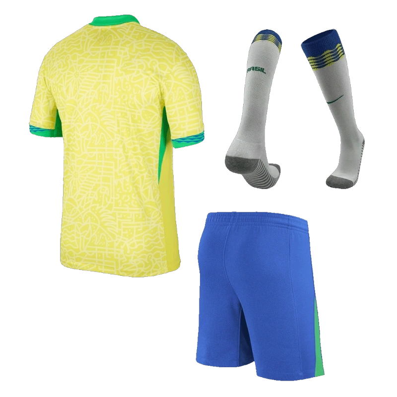 Kids Brazil Custom Home Full Soccer Kits 2024