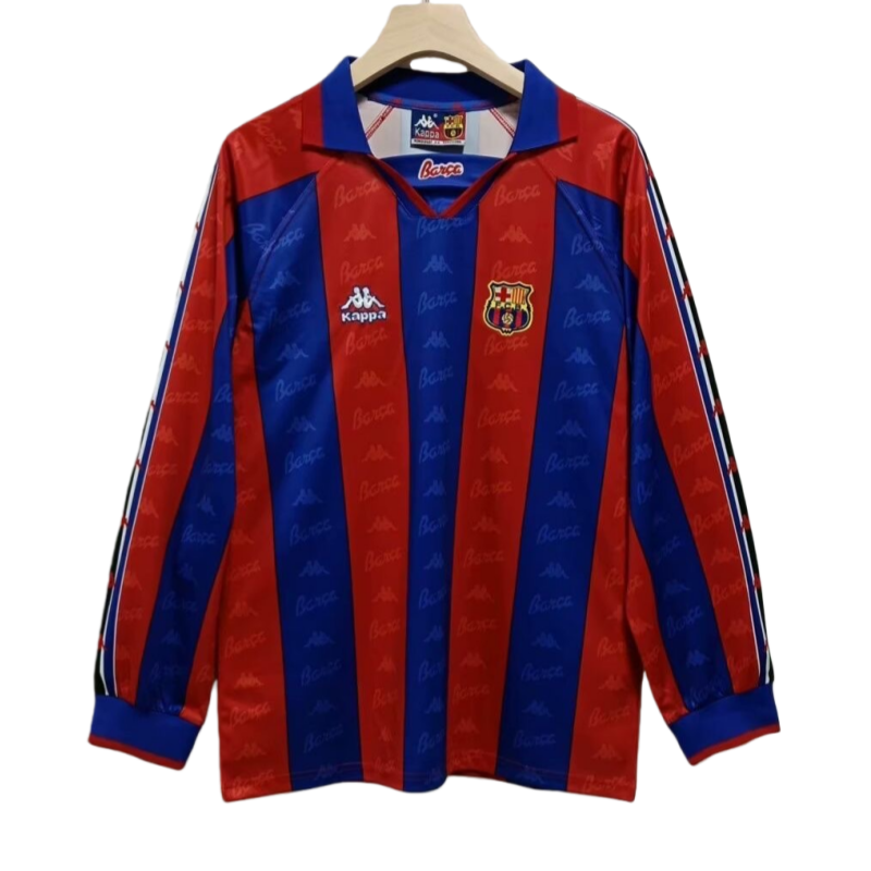 96-97 Barcelona Retro Home  Long Sleeve Soccer Shirt