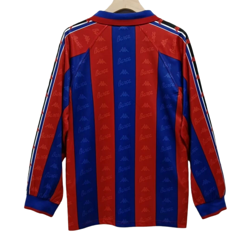 96-97 Barcelona Retro Home  Long Sleeve Soccer Shirt