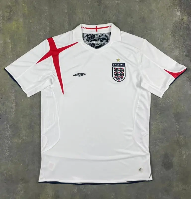 2006 England Retro Soccer Jersey Home Replica World Cup
