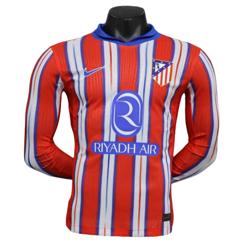24-25 Atletico Madrid Home Long Sleeve Kit Player Version Shirt