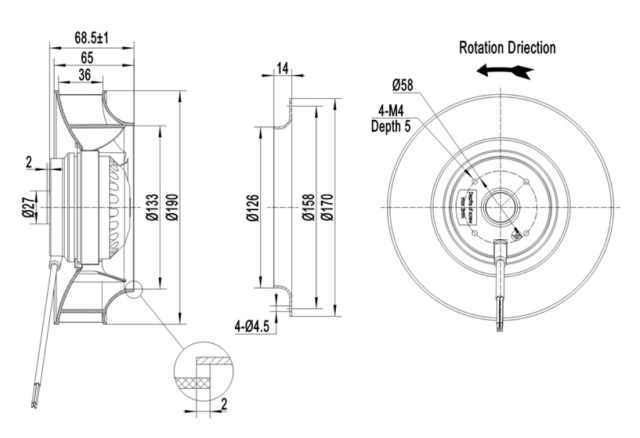 AC centrifugal fan  Φ190