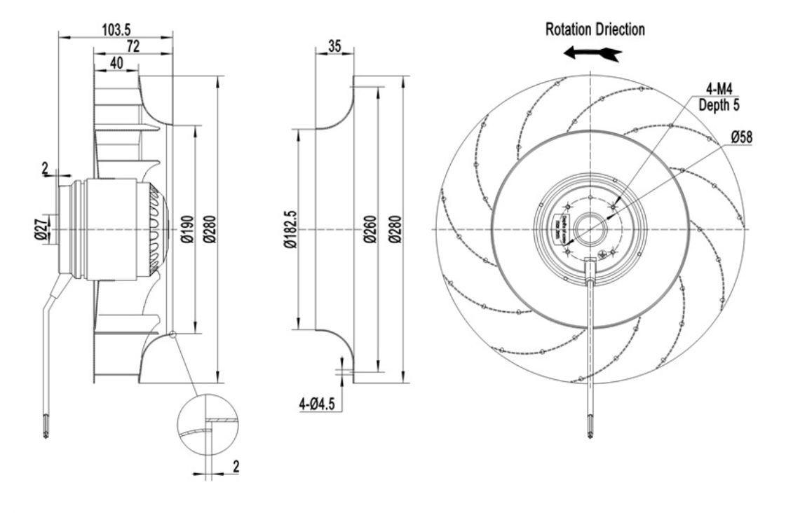 AC centrifugal fan  Φ280