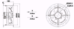 External Rotor Cylindrical Axial Flow Fan  Φ350