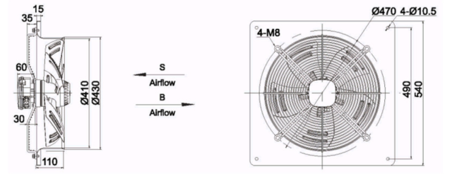 square outer rotor axial fan  Φ400