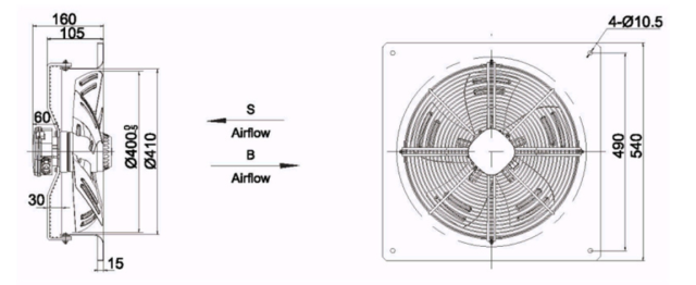 square outer rotor axial fan  Φ450