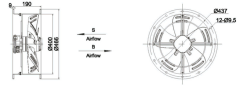 External Rotor Cylindrical Axial Flow Fan  Φ400