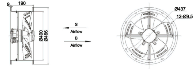 External Rotor Cylindrical Axial Flow Fan  Φ400