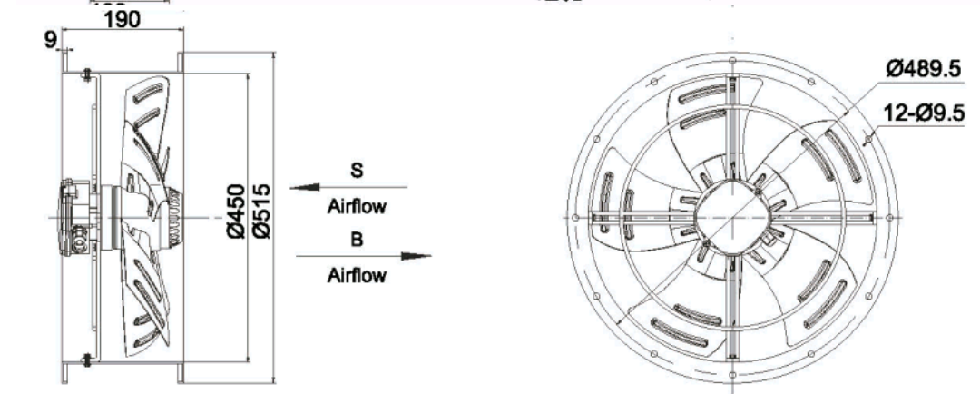 External Rotor Cylindrical Axial Flow Fan  Φ450
