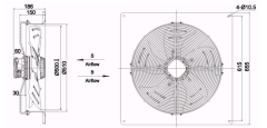square outer rotor axial fan  Φ500
