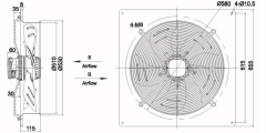 square outer rotor axial fan  Φ500