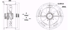 External Rotor Cylindrical Axial Flow Fan  Φ500