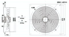 square outer rotor axial fan  Φ550