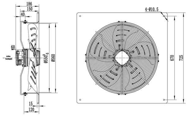 square outer rotor axial fan  Φ550