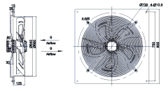 square outer rotor axial fan  Φ630