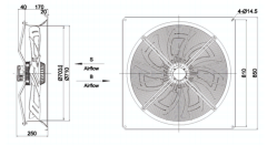 square outer rotor axial fan  Φ710